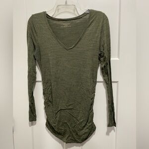 Olive Green Maternity V-Neck Long Sleeve Top